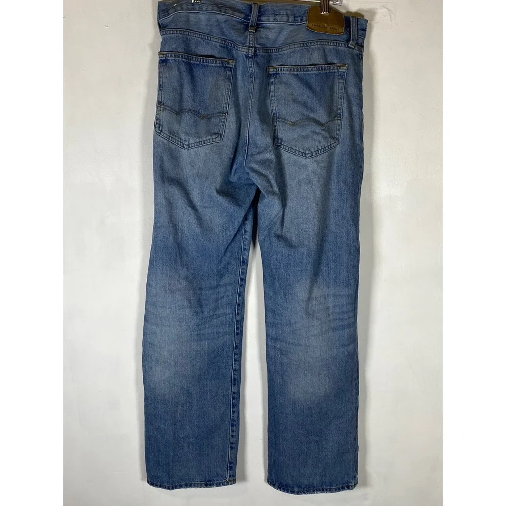 American Eagle 34x32 Straight Leg Jeans Light Wash 100% Cotton Denim Workwear